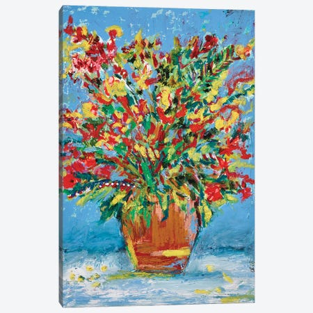 Yellow Flowers Canvas Print #RRZ105} by Chrys Roboras Canvas Artwork