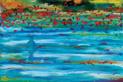 Blue Coat by Chrys Roboras framed canvas print