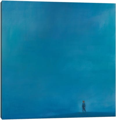 Not Certain Canvas Art Print - Blue Abstract Art