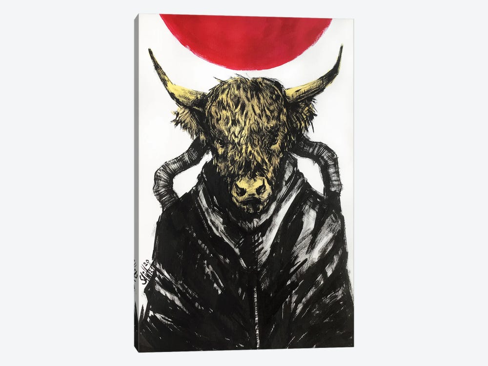 Bull Cyberpunk by Ruslan Aksenov 1-piece Canvas Art Print