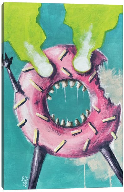 Zombie Donut Canvas Art Print - Funky Art Finds