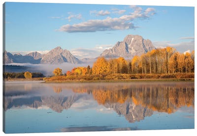 Sunrise at Oxbow Bend in fall, Grand Teton National Park, Wyoming II Canvas Art Print - Rocky Mountain Art Collection - Canvas Prints & Wall Art