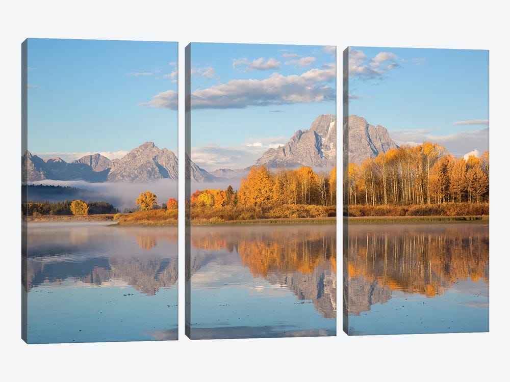 Sunrise at Oxbow Bend in fall, Grand Teton National Park, Wyoming II by Richard & Susan Day 3-piece Canvas Wall Art