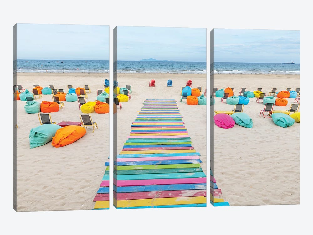 Colorful Beach Walkway Vietnam by Richard Silver 3-piece Art Print