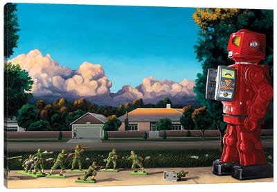 We Come In Peace Canvas Art Print - Robot Art