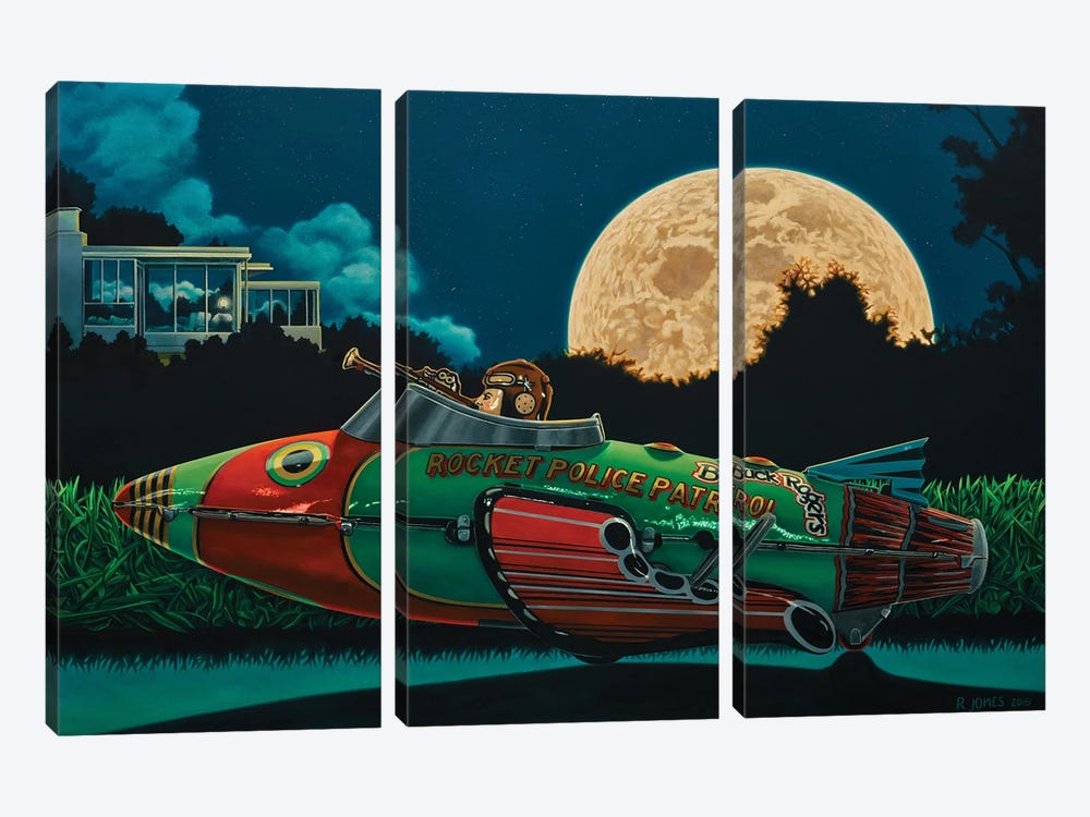 Moon Patrol by Ross Jones 3-piece Canvas Print