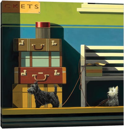 Travelling Companions Canvas Art Print - Scottish Terriers