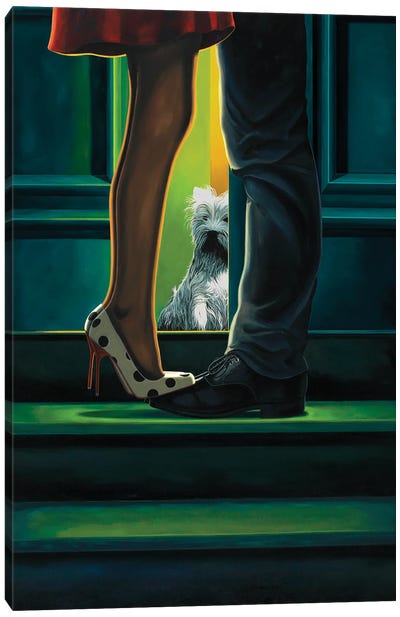 Learning To Share Canvas Art Print - The Modern Man's Best Friend