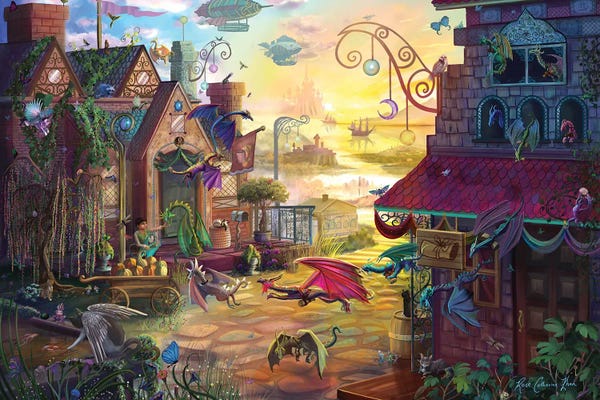 Canvas Print: Dragon Post by Rose Khan