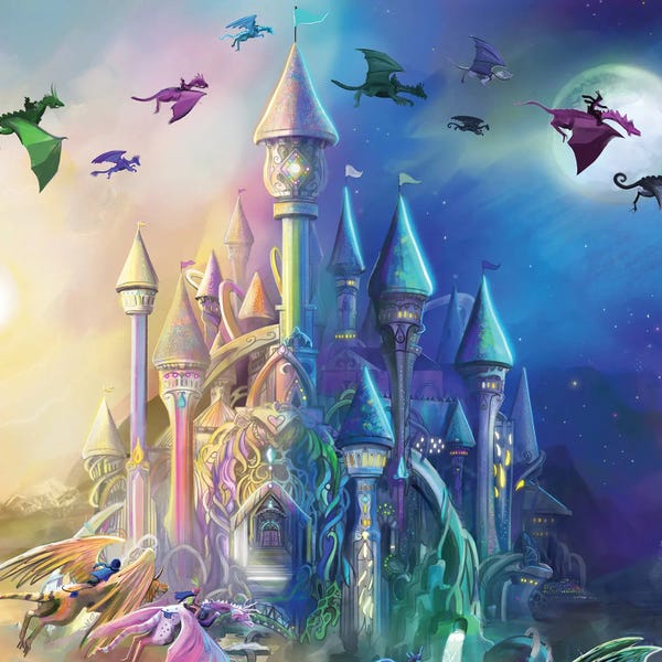 Canvas Print: Dragons Race Into The Night Detail by Rose Khan