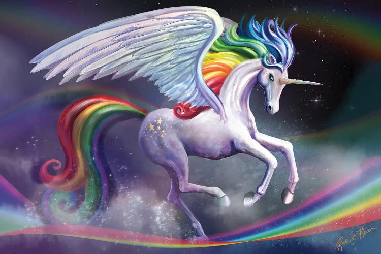 Rainbow Dancer Unicorn by Rose Khan wall art