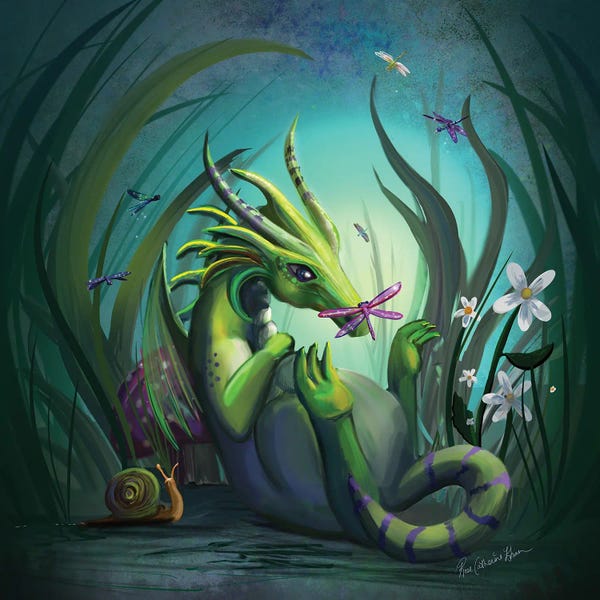 Dragonflies: Baby Dragon Dewdrop by Rose Khan