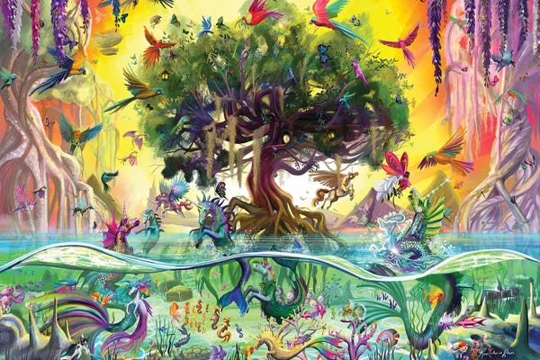 Fine Art Print: Sea Unicorn Haven by Rose Khan