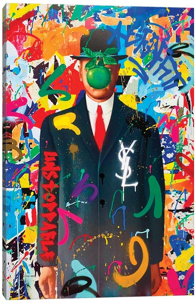 Graffiti Magritte Canvas Art Print - Pop Art