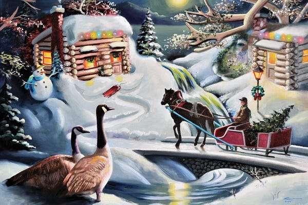 Reindeer: Santa And Reindeer by D. "Rusty" Rust