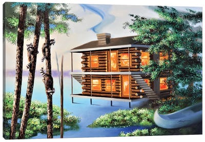 Two Little Coonies Canvas Art Print - Cabins