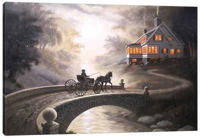 Home By Sundown Canvas Art Print - Carriage & Wagon Art