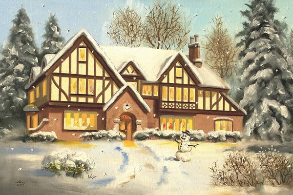 Cabins: Snowman With House by D. "Rusty" Rust