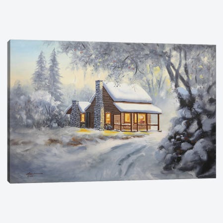 Winter Cabin Canvas Print #RSR132} by D. "Rusty" Rust Canvas Print
