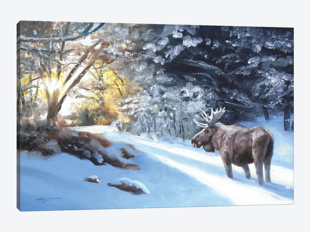 Moose In The Snow by D. "Rusty" Rust 1-piece Art Print