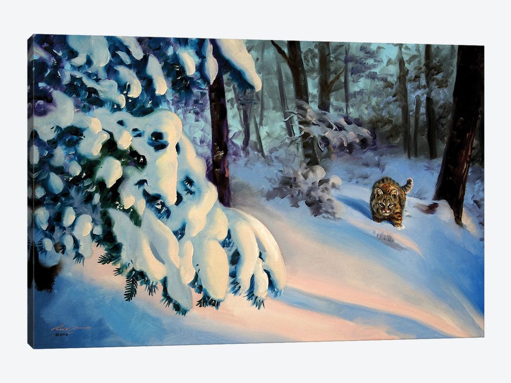 Bobcat In Snow by D. "Rusty" Rust 1-piece Art Print