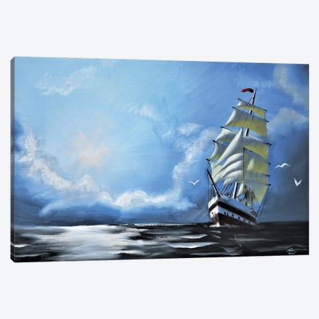 Clipper Ship At Midnight Canvas Print #RSR149} by D. "Rusty" Rust Canvas Wall Art