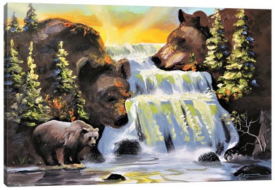 Bears Illusion Canvas Art Print - Brown Bear Art