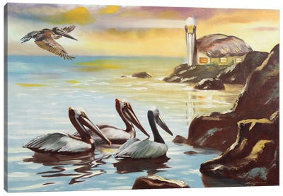 Pelican Place Canvas Art Print - Pelican Art