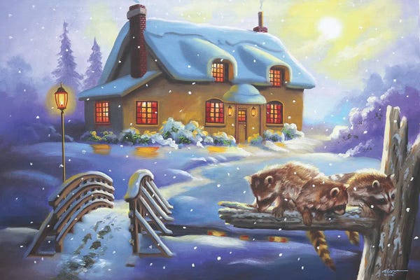 Raccoons: First Snow by D. "Rusty" Rust