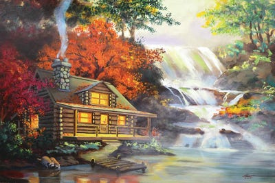 Cabin Raccoons by D. "Rusty" Rust canvas print