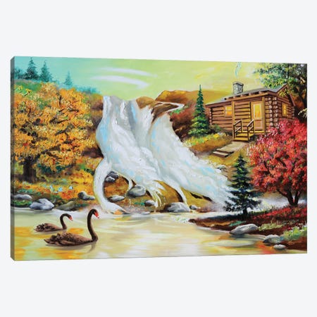 Three Swans Canvas Print #RSR182} by D. "Rusty" Rust Canvas Art