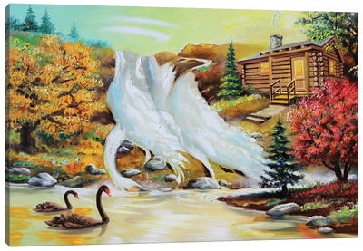 Three Swans Canvas Art Print - Cabins