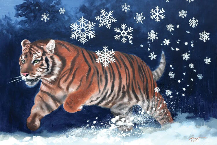 Tiger Playing In The Snow by D. "Rusty" Rust wall art