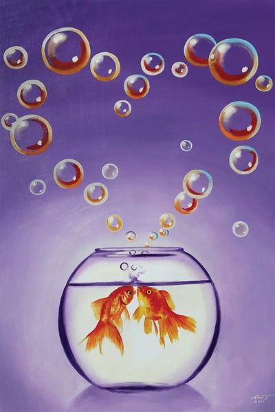 Playful Surrealism: Two Loving Goldfish by D. "Rusty" Rust