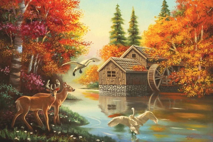 Mill Creek Wildlife by D. "Rusty" Rust wall art