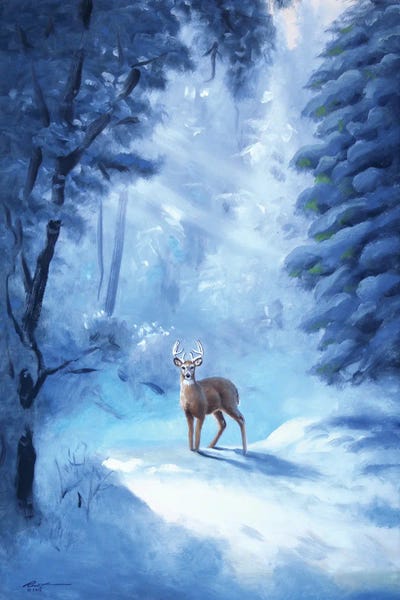 Rustic Winter: Buck In Snow by D. "Rusty" Rust