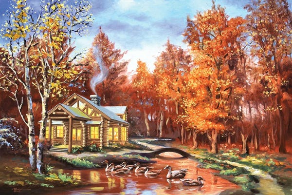 Cabins: Ducks Swimming In Pond by D. "Rusty" Rust