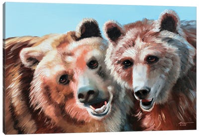 Two Brown Bears Canvas Art Print - Brown Bear Art