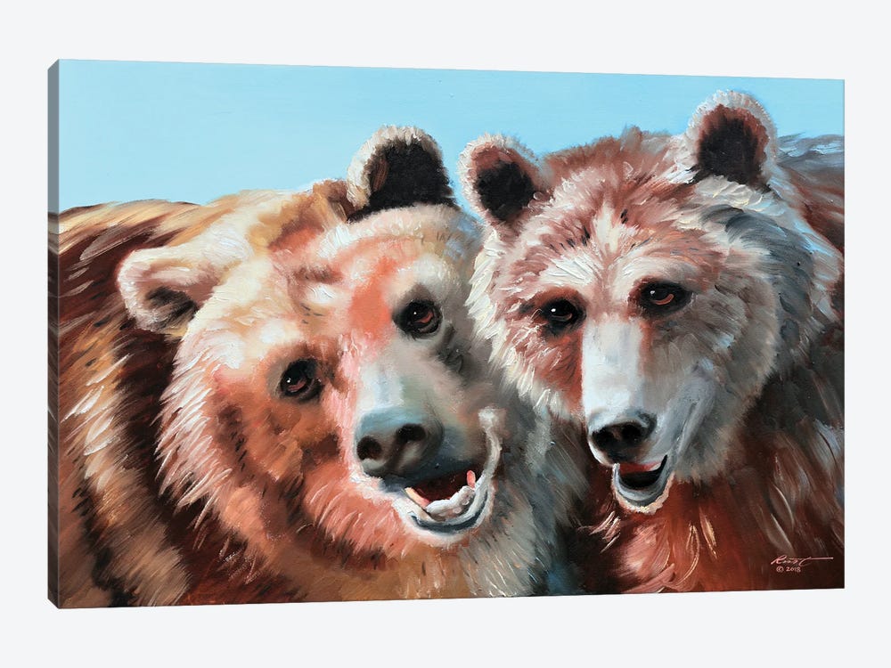 Two Brown Bears by D. "Rusty" Rust 1-piece Canvas Wall Art