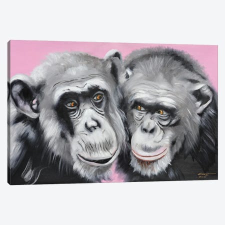 Loving Chimps Canvas Print #RSR315} by D. "Rusty" Rust Canvas Artwork