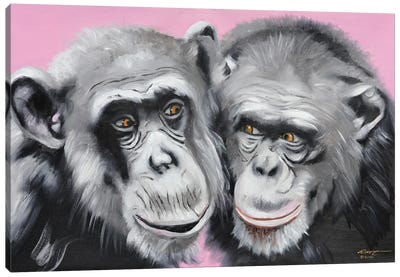 Loving Chimps Canvas Art Print - Chimpanzee Art