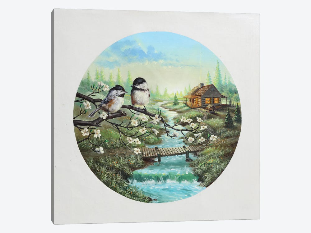 Two Chickadees by D. "Rusty" Rust 1-piece Canvas Art