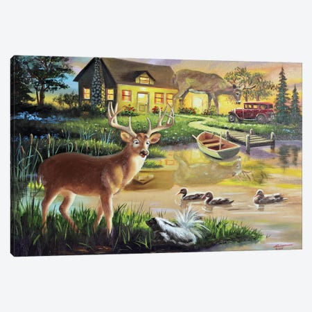 Three Bucks And One Scent - Illusion Canvas Print #RSR323} by D. "Rusty" Rust Canvas Artwork