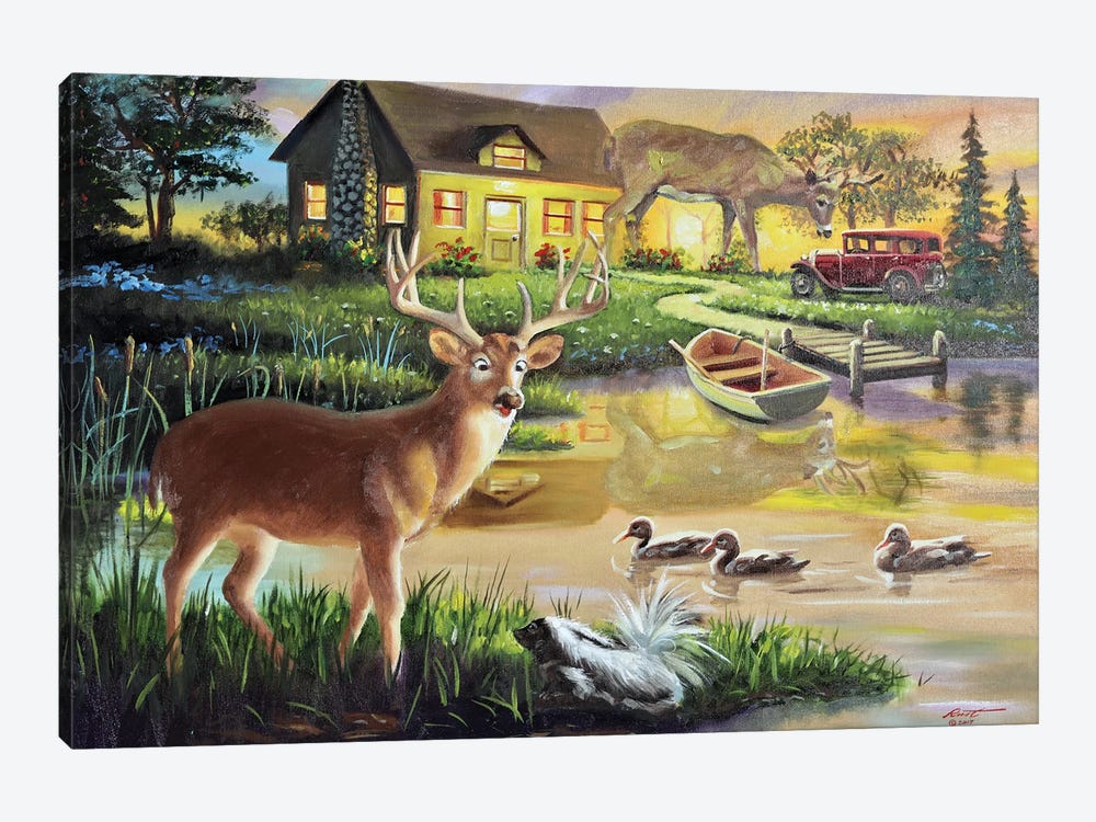 Three Bucks And One Scent - Illusion by D. "Rusty" Rust 1-piece Canvas Artwork