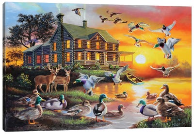Dropping In Canvas Art Print - Duck Art