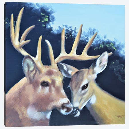 Buck And Doe Canvas Print #RSR325} by D. "Rusty" Rust Canvas Print
