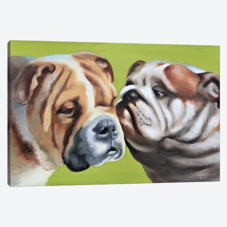 Loving Bulldogs Canvas Print #RSR326} by D. "Rusty" Rust Canvas Art Print
