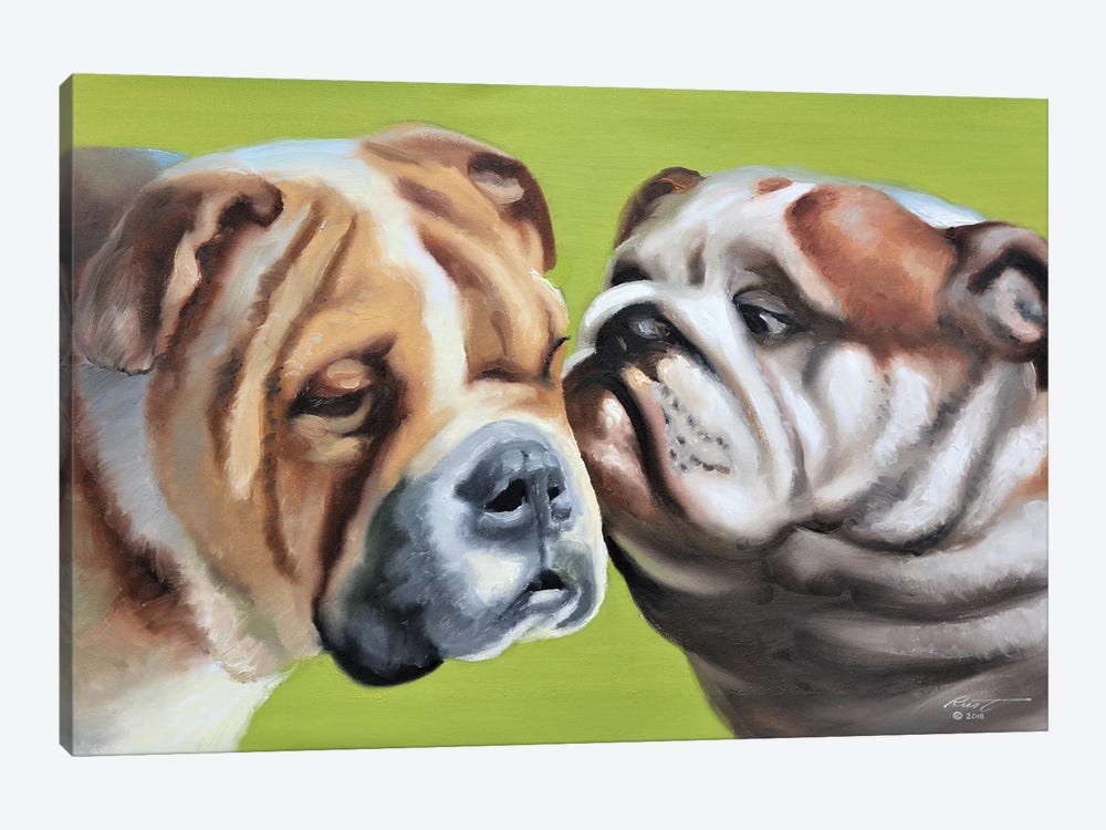 Loving Bulldogs 1-piece Art Print