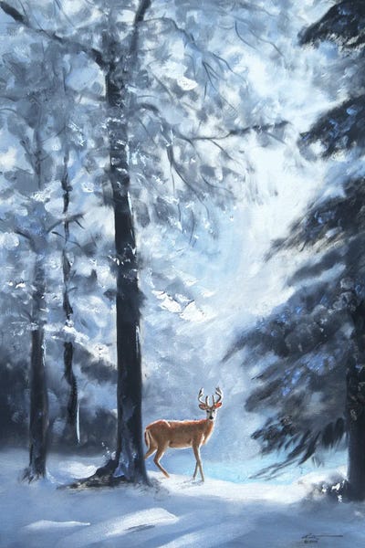Deer: Deer In Snowy Woods by D. "Rusty" Rust