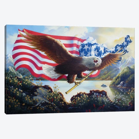 Eagle Us Map Canvas Print #RSR346} by D. "Rusty" Rust Canvas Print